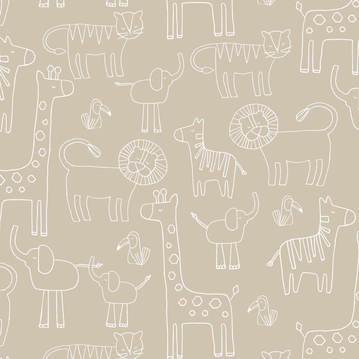 Papel de Parede Bichanos color Bege 2,80 x 0,45 m