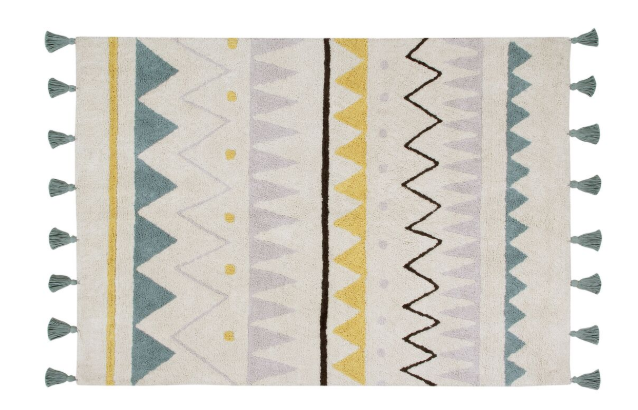 Tapete Lavável Azteca Azul Vintage P 120 x 160 cm