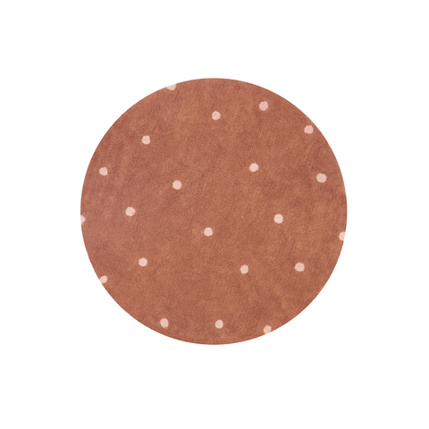 Tapete lavável Round Dot Castanha Ø 140 cm
