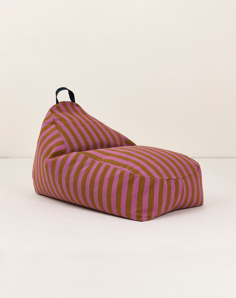Puff BLISS listras pink e curry 65 x 100 x 55 cm