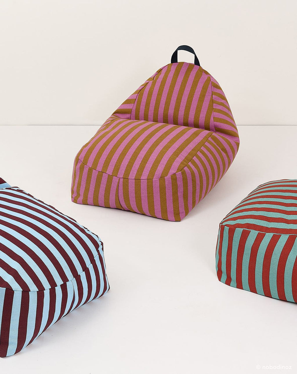 Puff BLISS listras pink e curry 65 x 100 x 55 cm