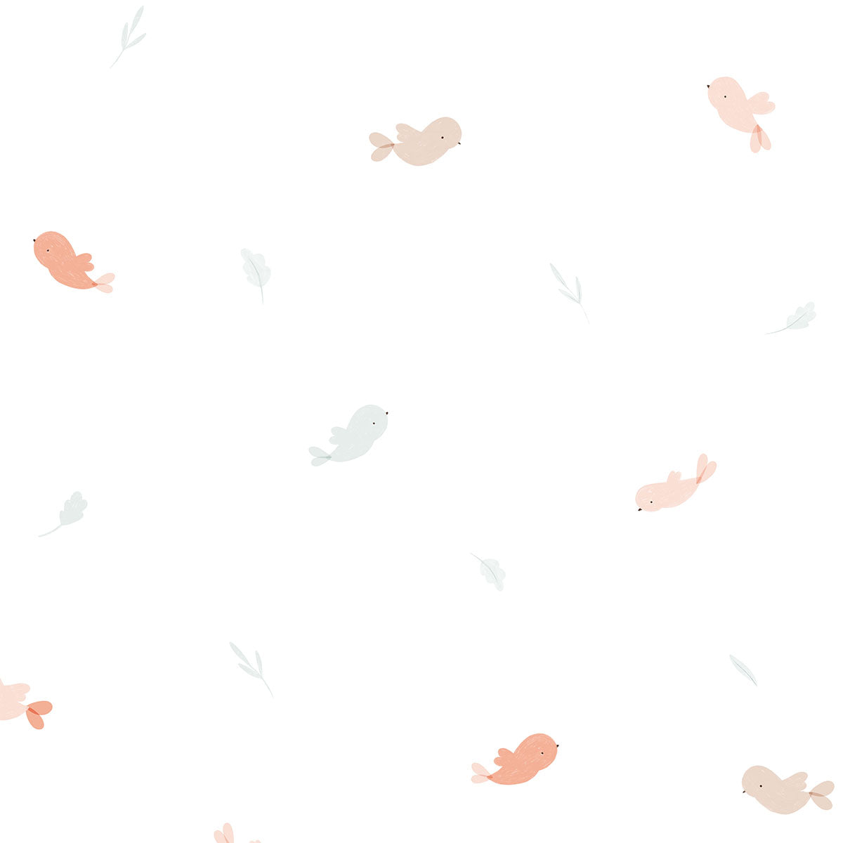 Papel de Parede Passarinhos Coral e Menta 2,80 x 0,45 m