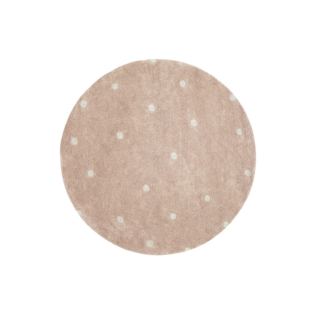 Tapete lavável Round Dot Rose Ø 140 cm