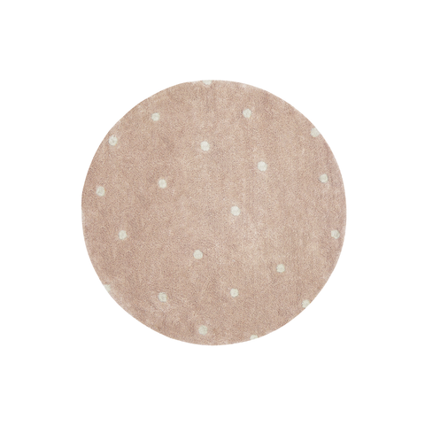 Tapete lavável Round Dot Rose Ø 140 cm