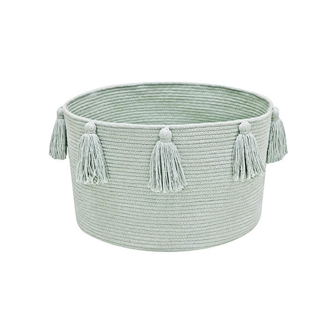 Cesta Tassels azul sálvia Ø40 x 25 cm