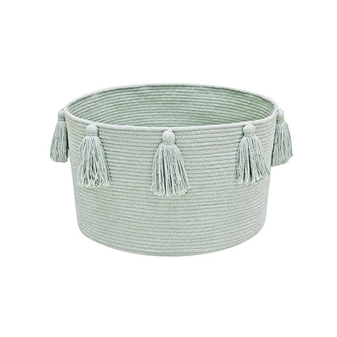 Cesta Tassels azul sálvia Ø40 x 25 cm