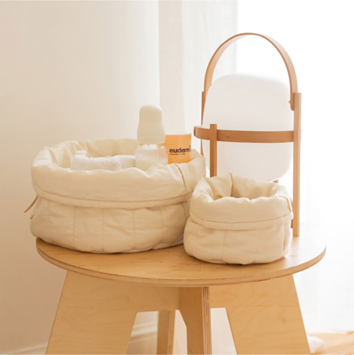 Kit de 2 Cestas Bambie Natural  Ø 30 x 20 cm e Ø 15 x 15 cm