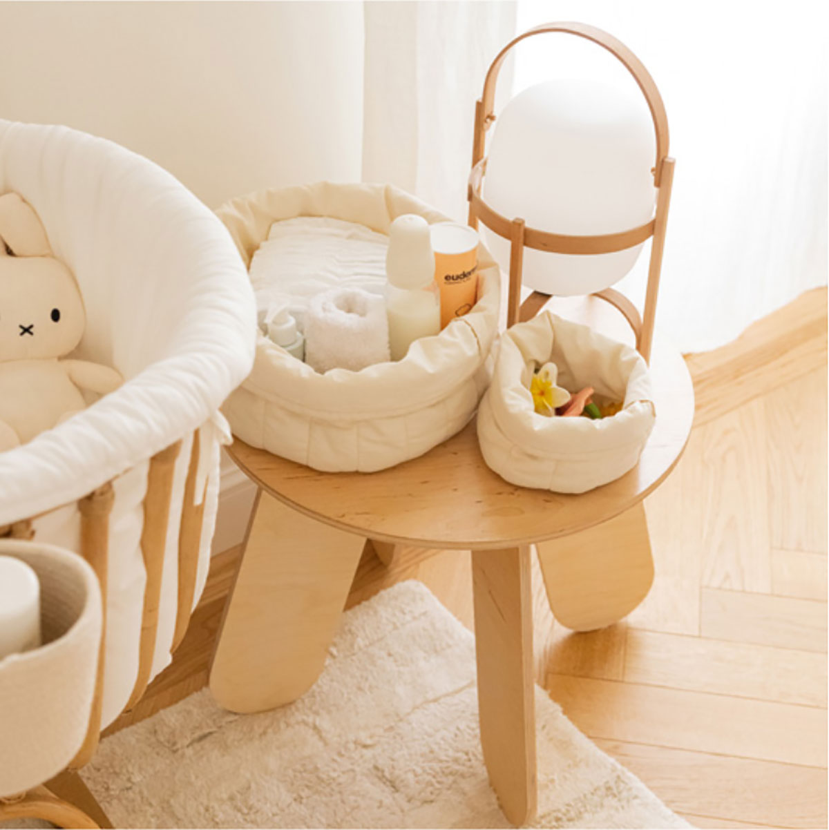Kit de 2 Cestas Bambie Natural  Ø 30 x 20 cm e Ø 15 x 15 cm