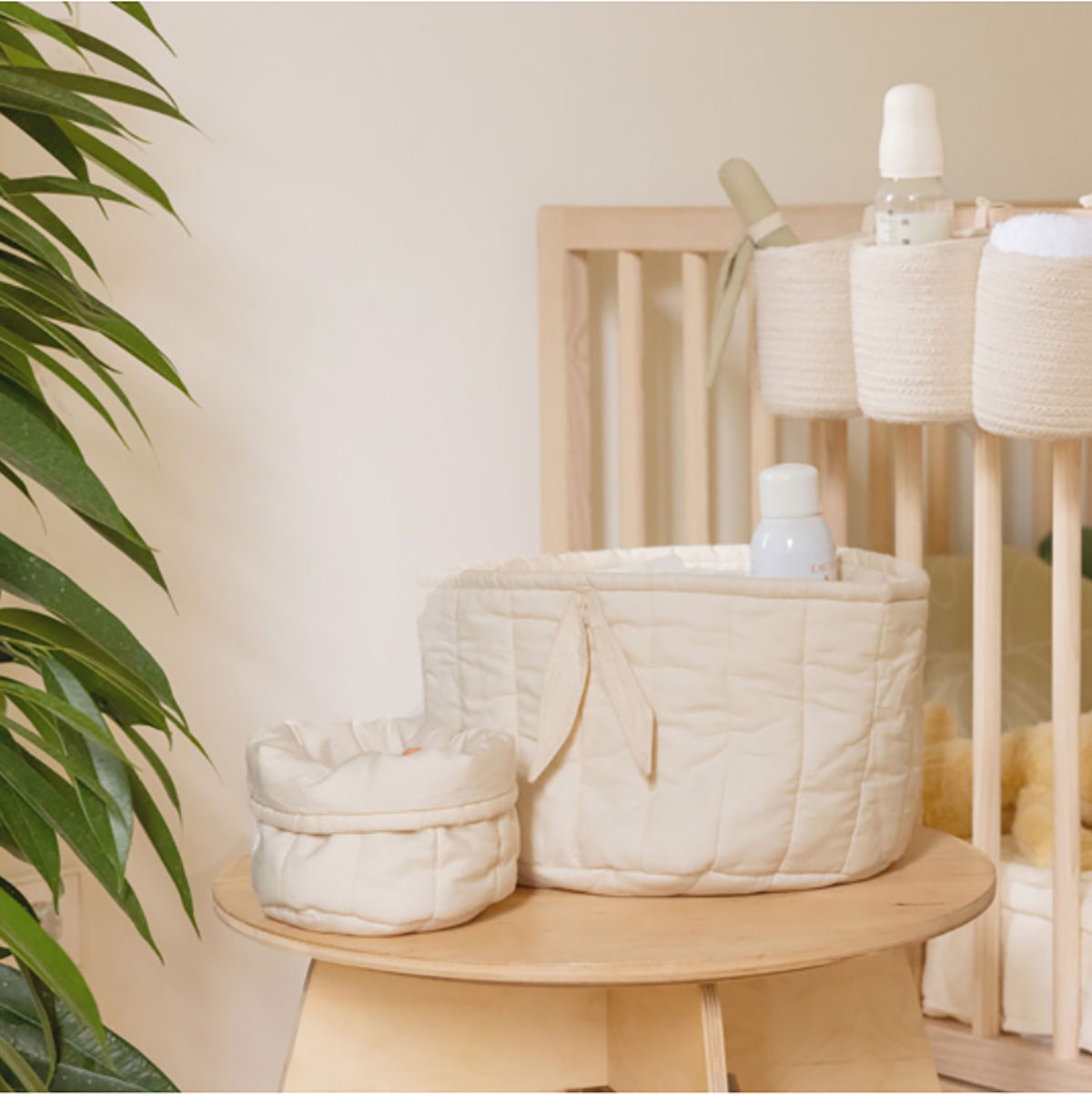 Kit de 2 Cestas Bambie Natural  Ø 30 x 20 cm e Ø 15 x 15 cm