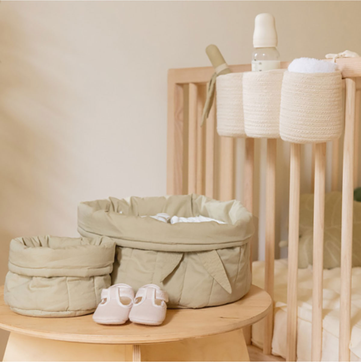 Kit de 2 Cestas Bambie Olive Ø 30 x 20 cm e Ø 15 x 15 cm