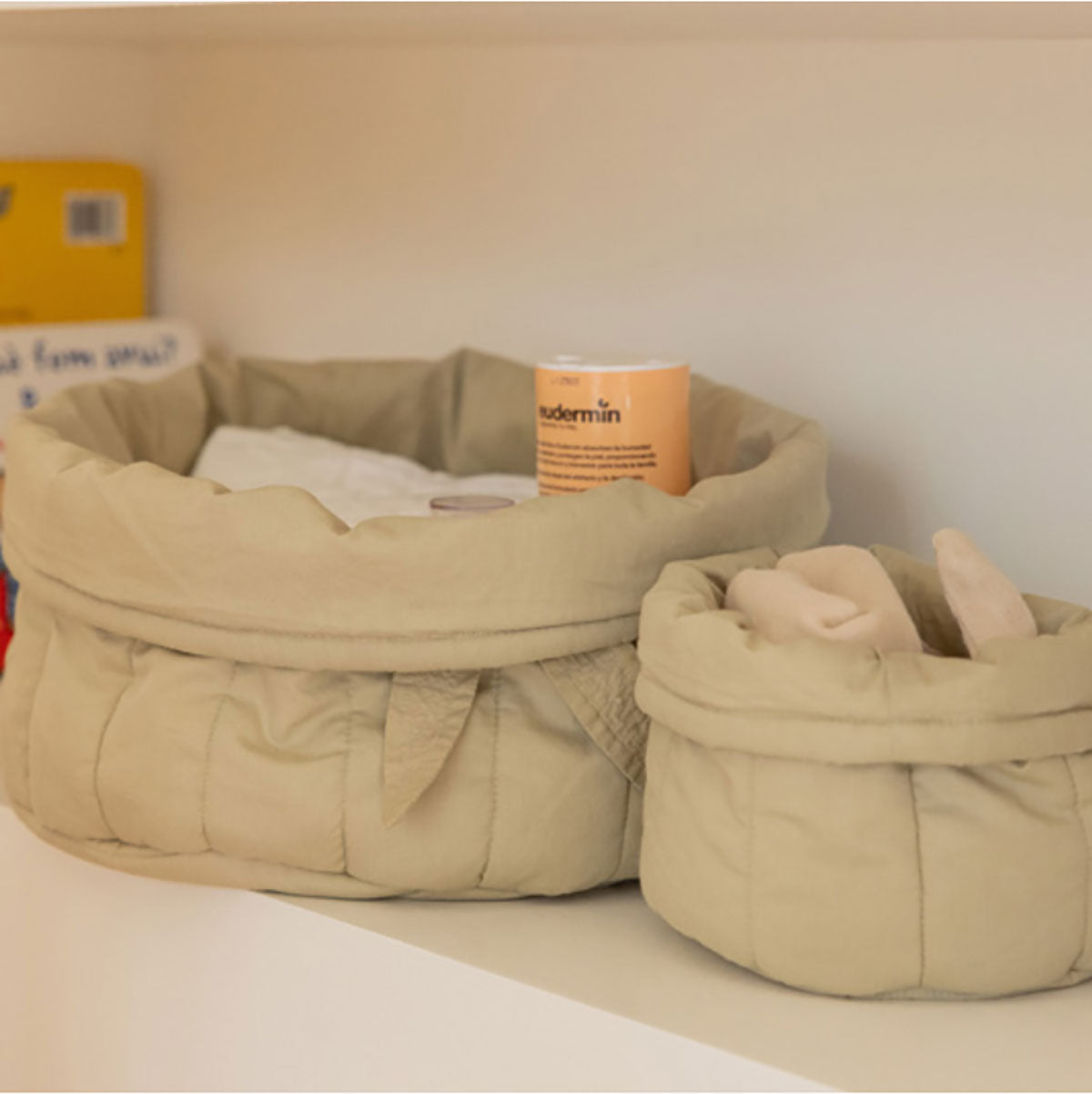 Kit de 2 Cestas Bambie Olive Ø 30 x 20 cm e Ø 15 x 15 cm