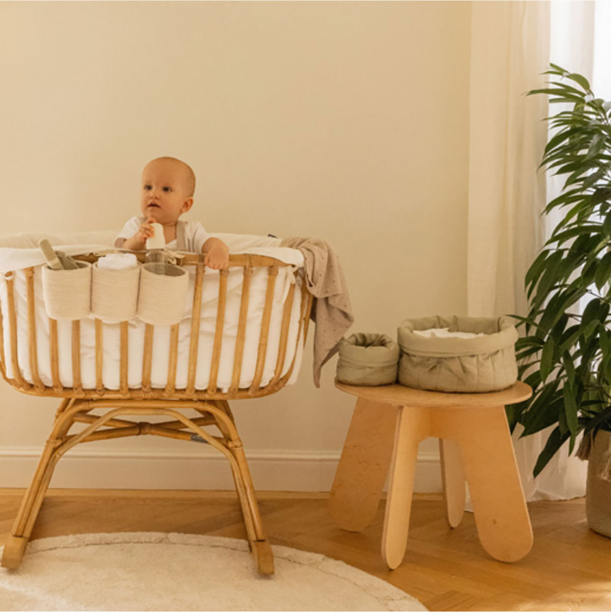 Kit de 2 Cestas Bambie Olive Ø 30 x 20 cm e Ø 15 x 15 cm