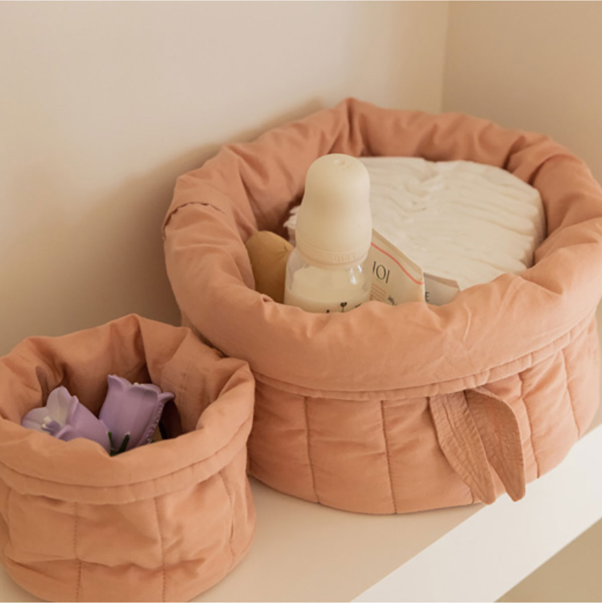 Kit de 2 Cestas Bambie Vintage Nude Ø 30 x 20 cm e Ø 15 x 15 cm