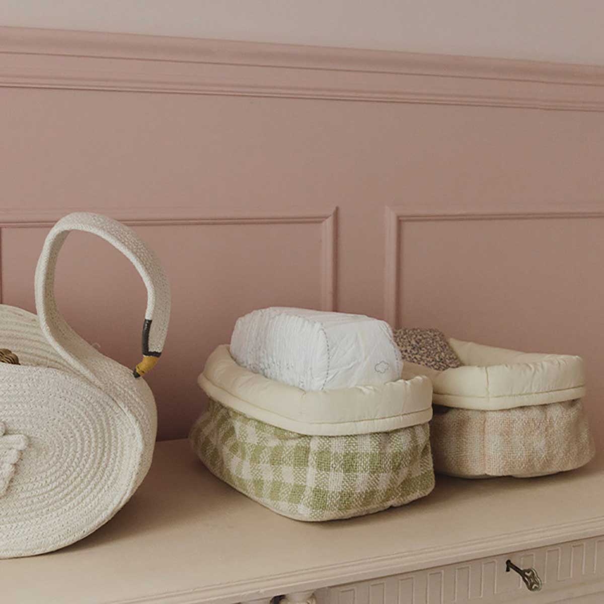 Cesta Acolchoada Matcha 30 x 20 x 20 cm