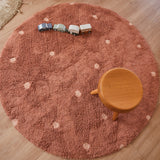 Tapete lavável Round Dot Castanha Ø 140 cm