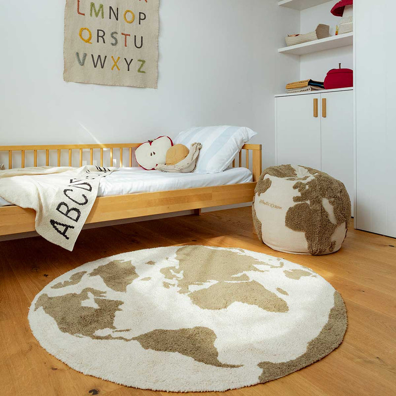Tapete Lavável Redondo RugCycled Mapa Mundi Ø 120 cm