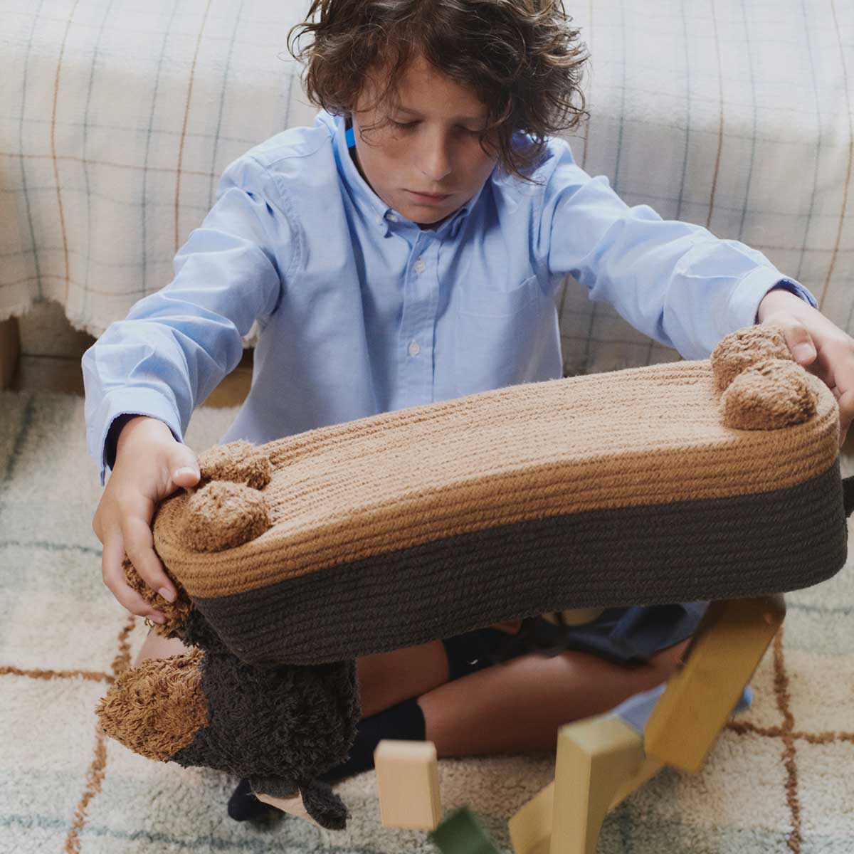 Tapete lavável Tartan Salvia azul M 140 x 190 cm