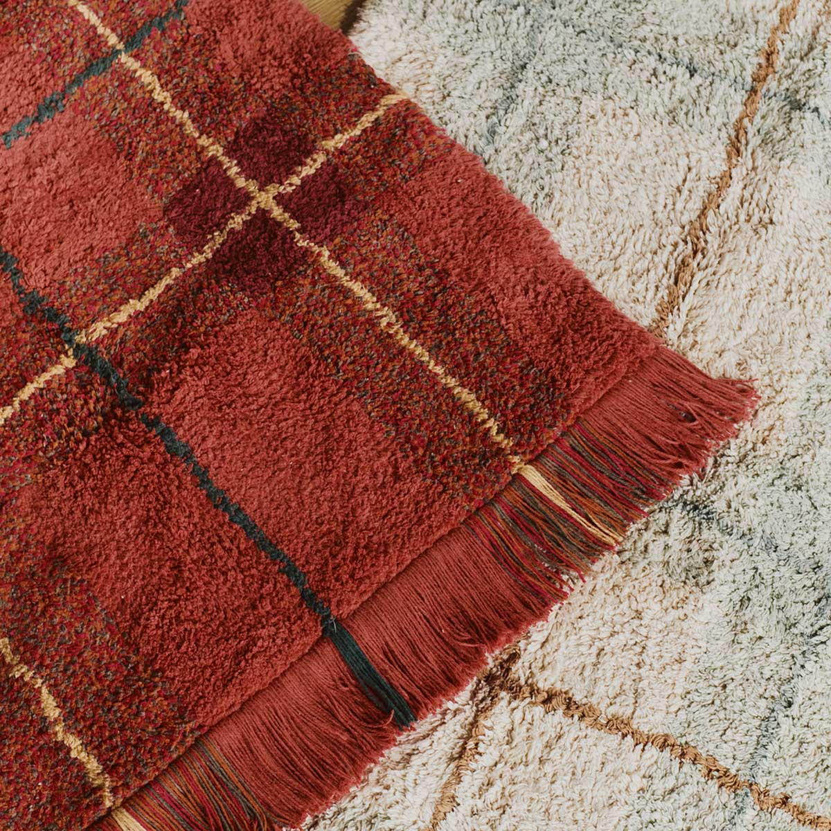 Tapete lavável Tartan Salvia azul S 90 x 120 cm