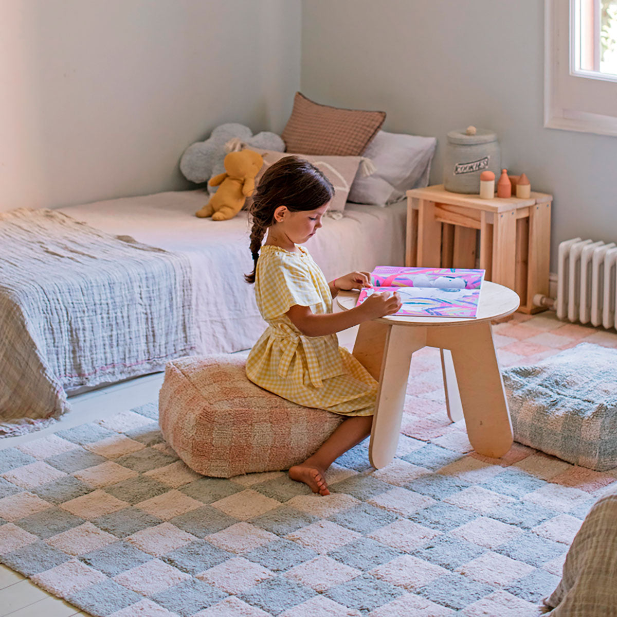 Tapete lavável Kitchen Tiles Azul Sálvia 120 x 160 cm