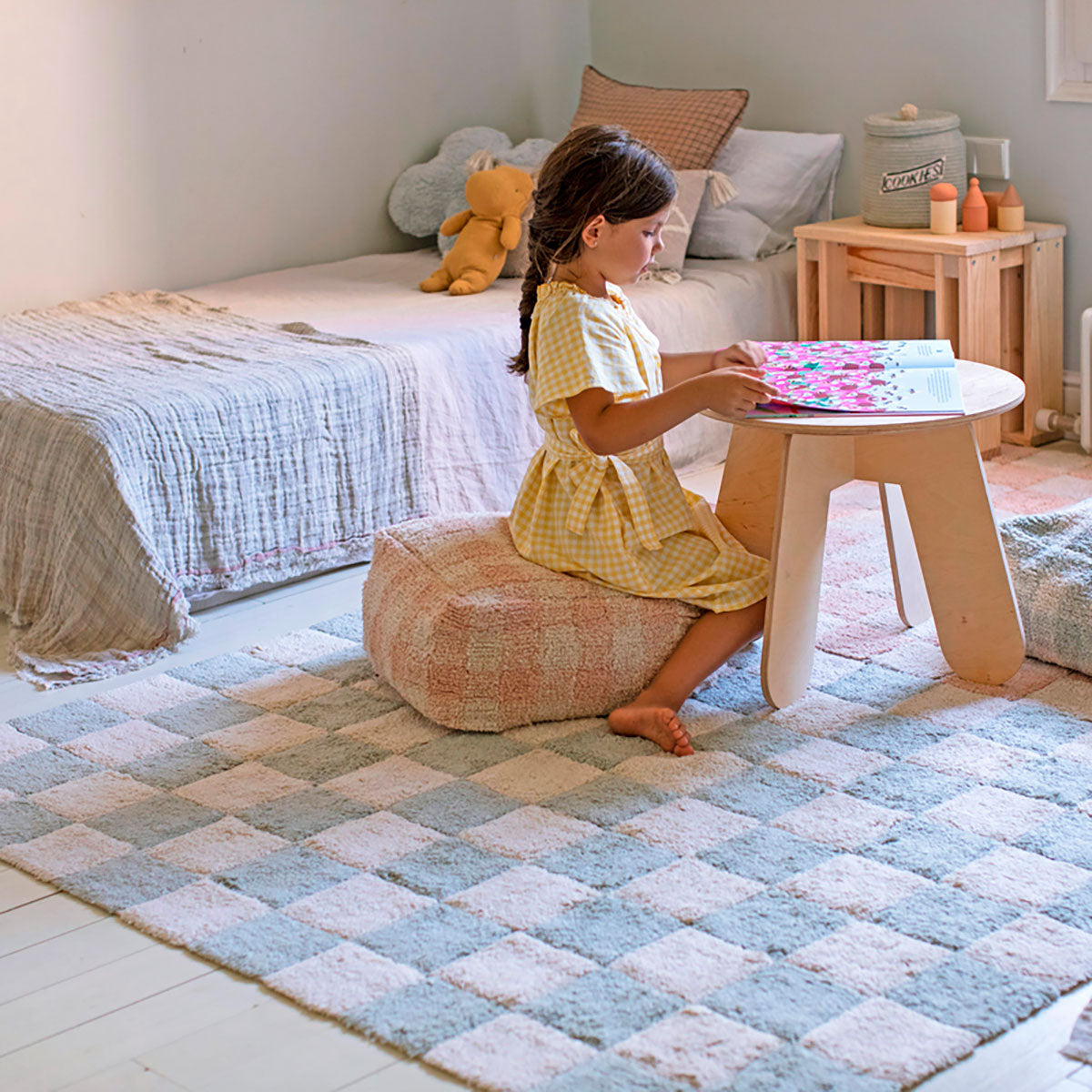 Tapete lavável Kitchen Tiles Azul Sálvia 120 x 160 cm