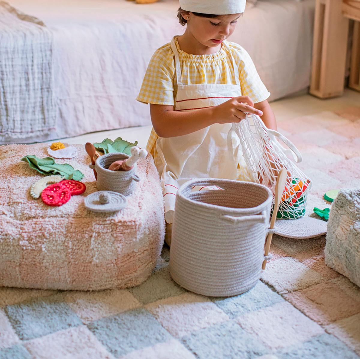 Tapete lavável Kitchen Tiles Azul Sálvia 120 x 160 cm