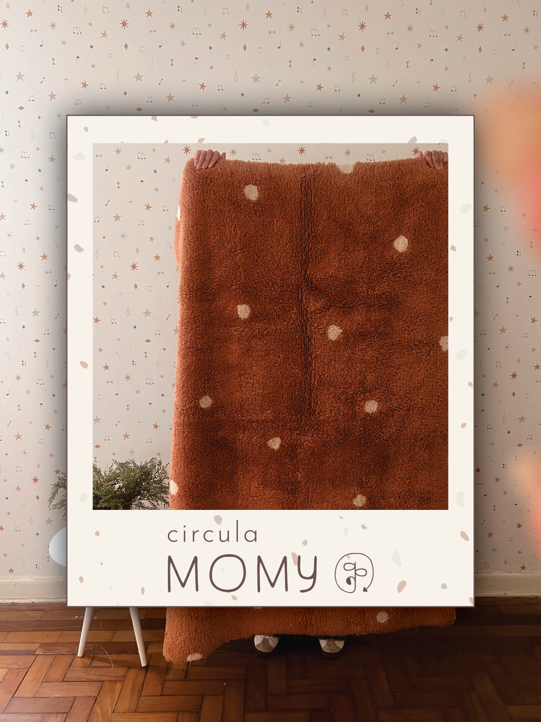 Tapete lavável Mini Dot  Castanha 100 x 150 cm Circula Momy