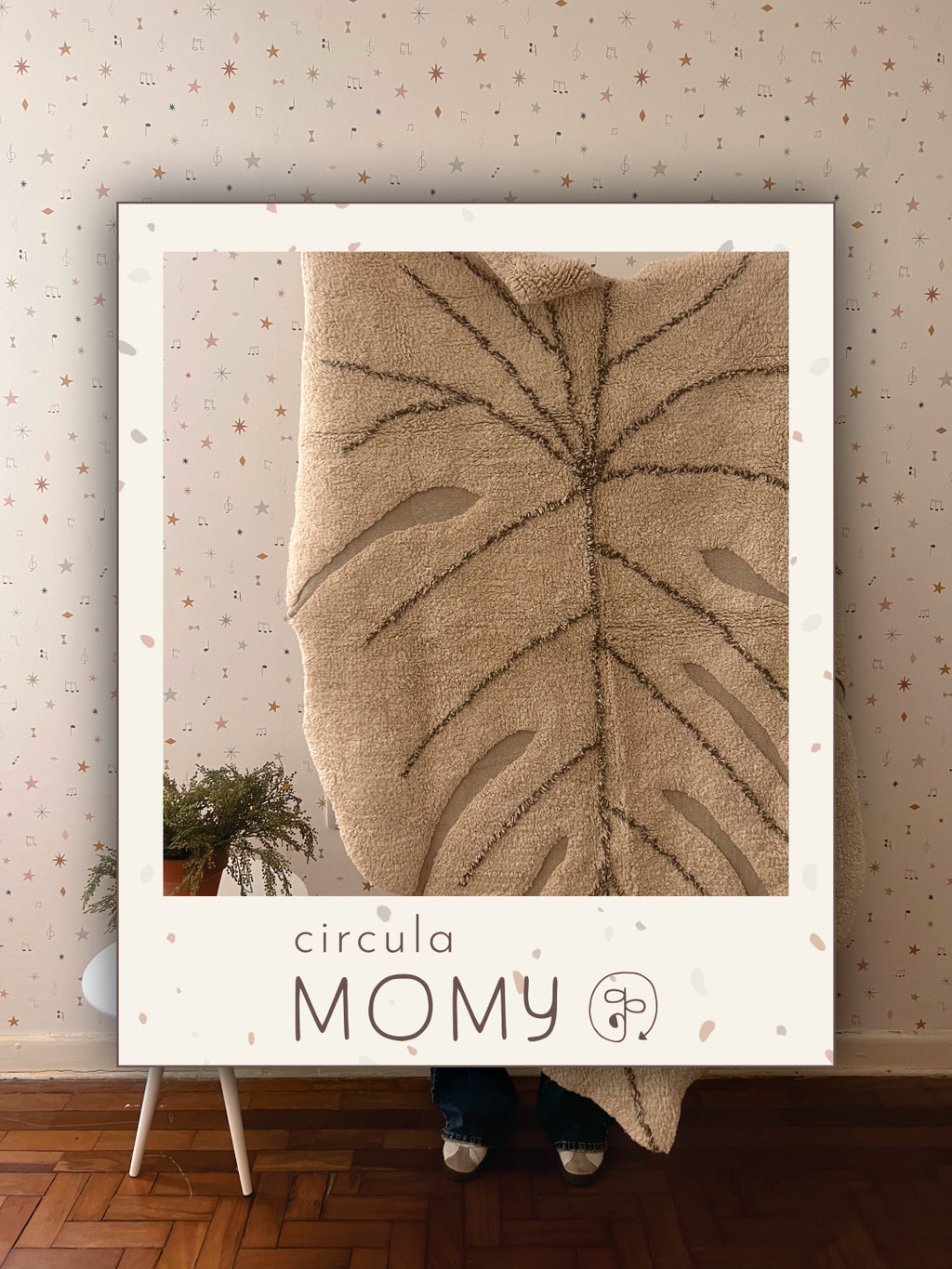 Tapete Lavável Monstera Natural 120 x 180 cm Circula Momy