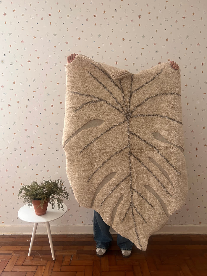 Tapete Lavável Monstera Natural 120 x 180 cm Circula Momy