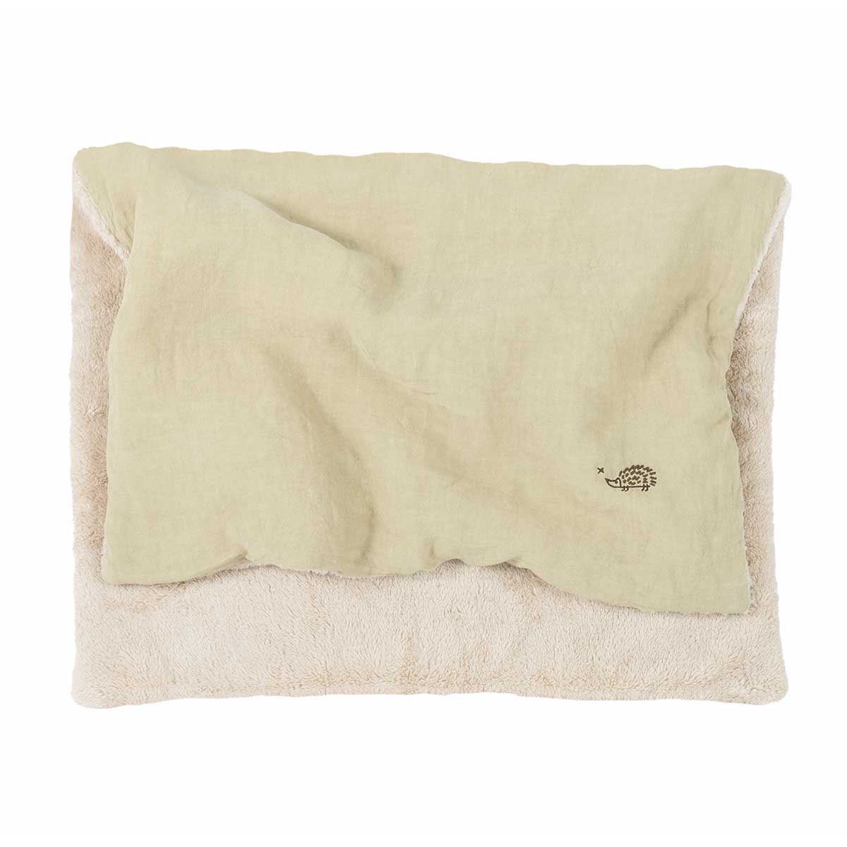 Manta de inverno bordada em linho francês Green tea 70 x 100 x 3 cm