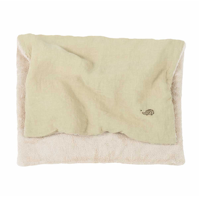 Manta de inverno bordada em linho francês Green tea 70 x 100 x 3 cm