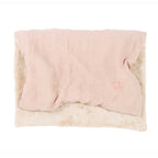 Manta de inverno bordada em linho francês Mauve pink 70 x 100 x 3 cm