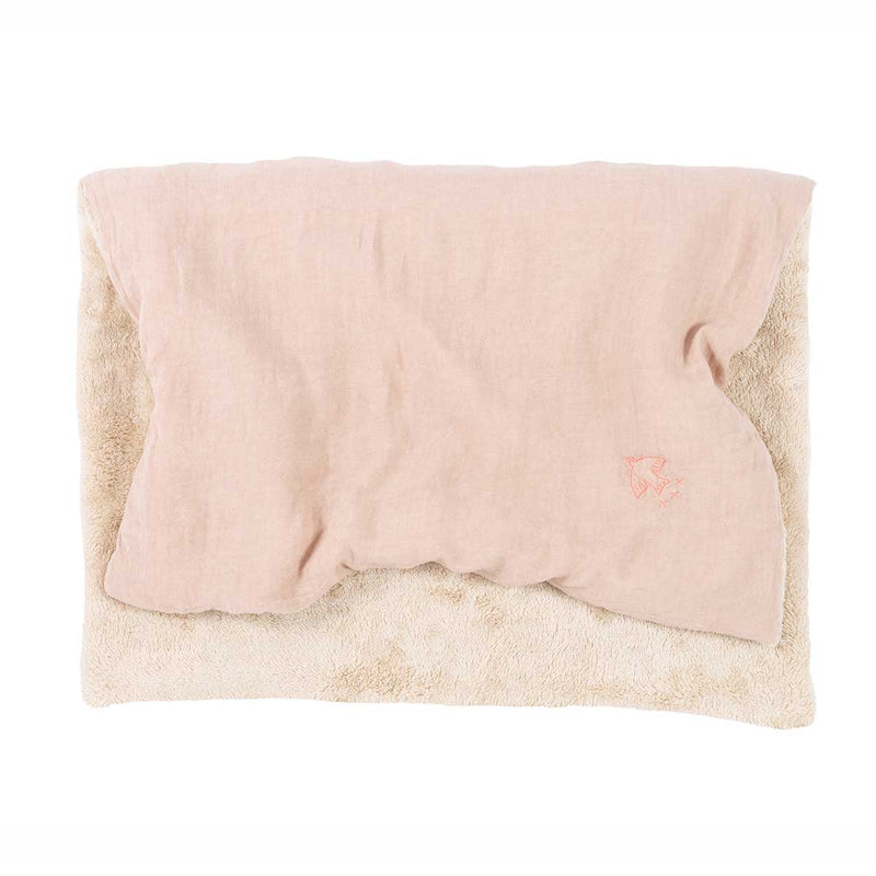 Manta de inverno bordada em linho francês Mauve pink 70 x 100 x 3 cm