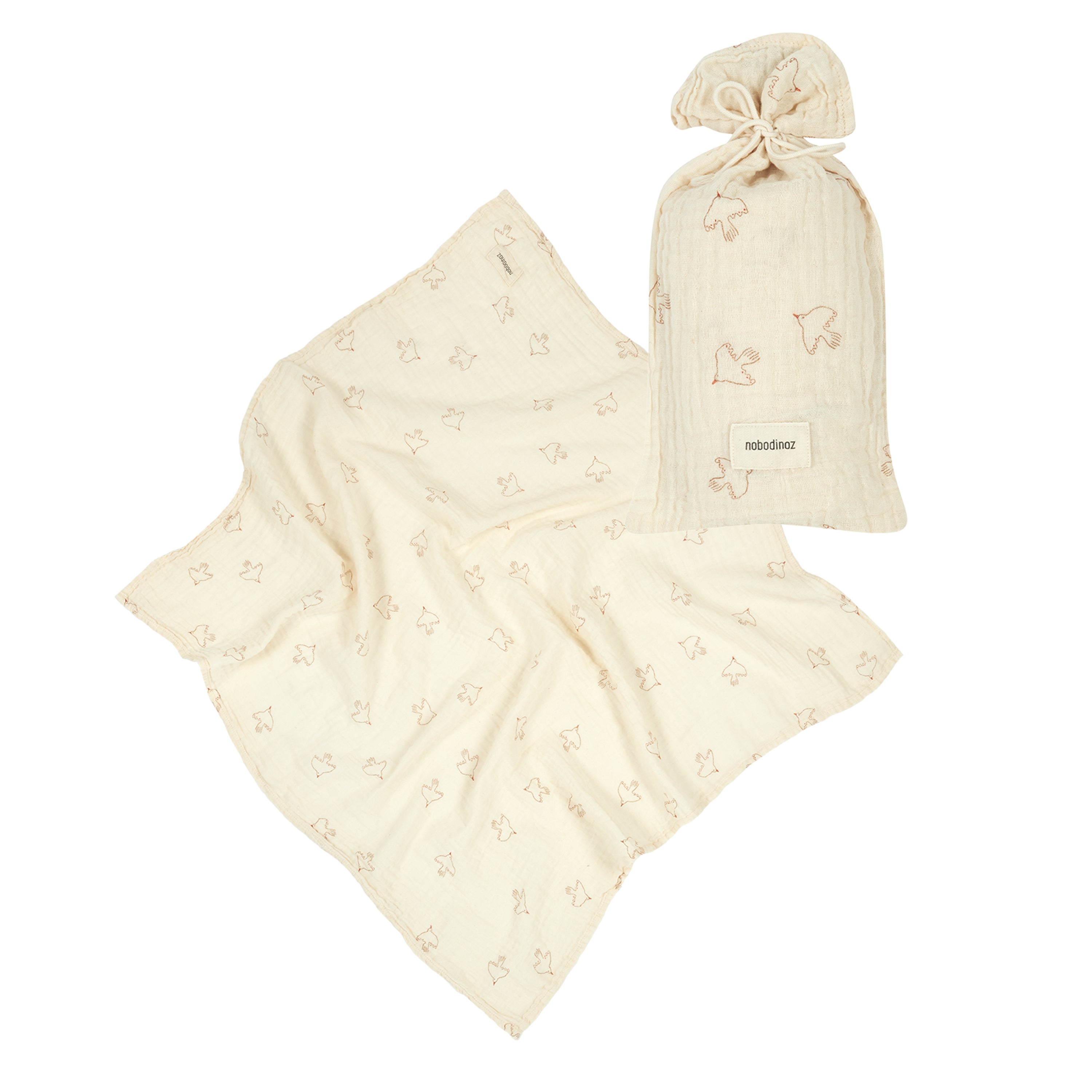 Swaddle bebê Wabi Sabi Brown Hoshi Birds 70 x70 cm