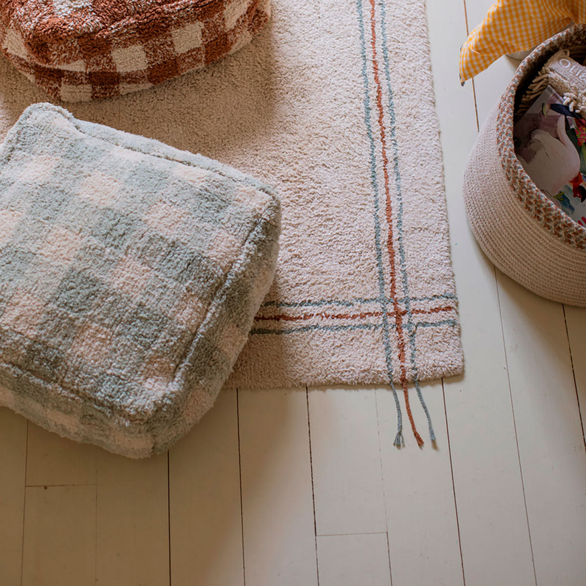 Pufe Vichy Azul Sálvia 20 x 40 x 40 cm