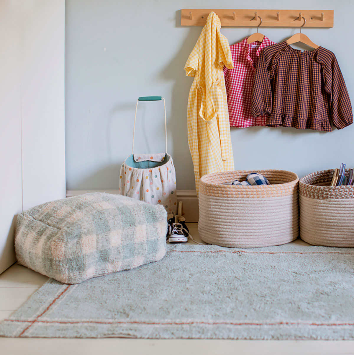 Pufe Vichy Azul Sálvia 20 x 40 x 40 cm