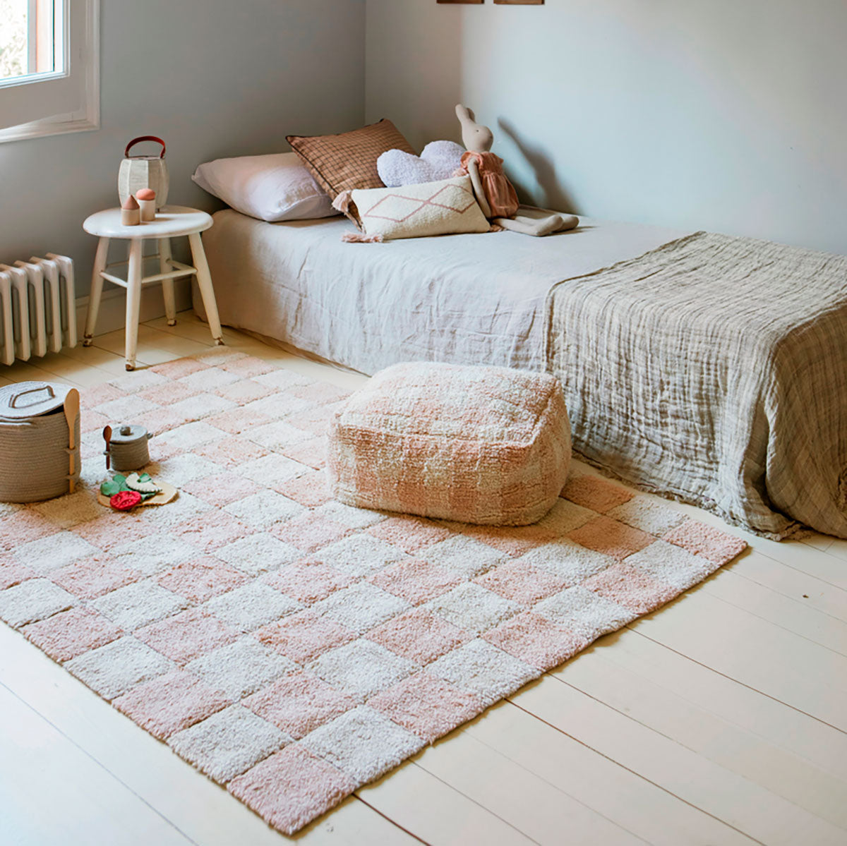 Pufe Vichy Rosa 20 x 40 x 40 cm