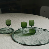 Jogo americano 40x40 cm e Porta copos 15 x 15 cm 2 uni Stonewashed verde escuro