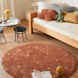 Tapete lavável Round Dot Castanha Ø 140 cm