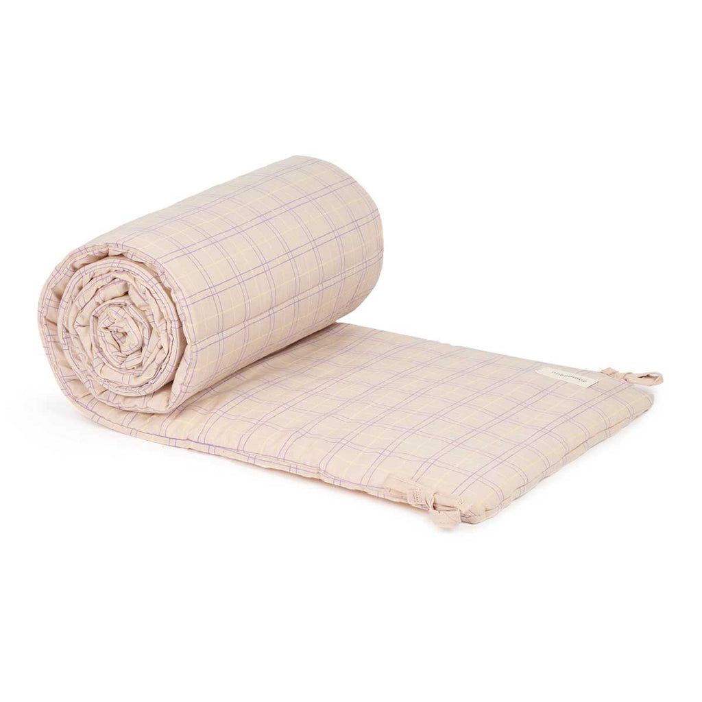 Protetor de berço Stories Powder Mauve Checks 207 x 32 x 2 cm