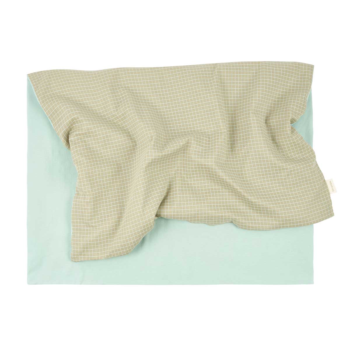 Manta extra soft recem-nascido Green Grid 70 x 100 cm