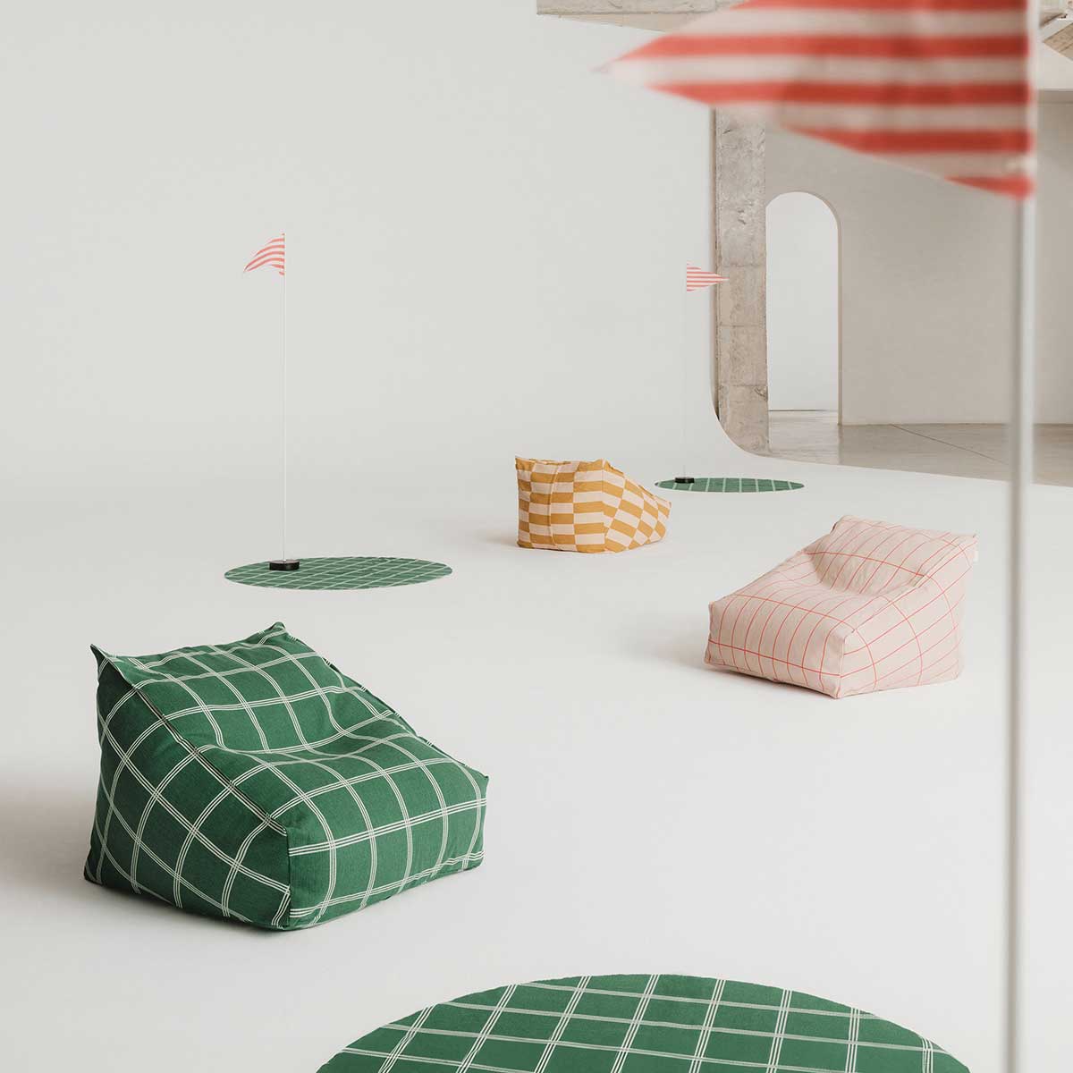 Puff VIBES beanbag vermelho e rosa 74 x 40 x 60 cm