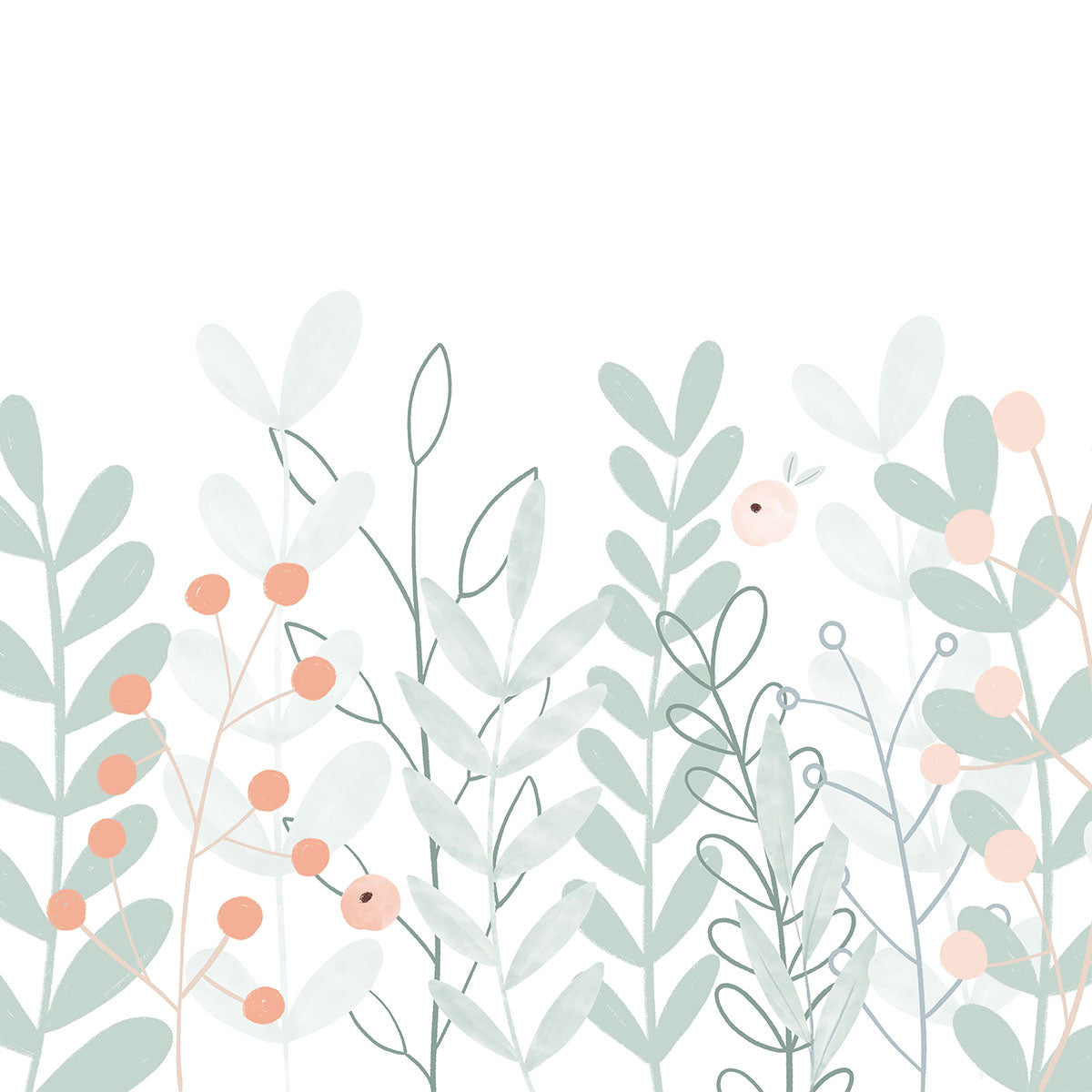 Painel de Parede Aquarela e Flores Menta 2,80 x 0,45 m