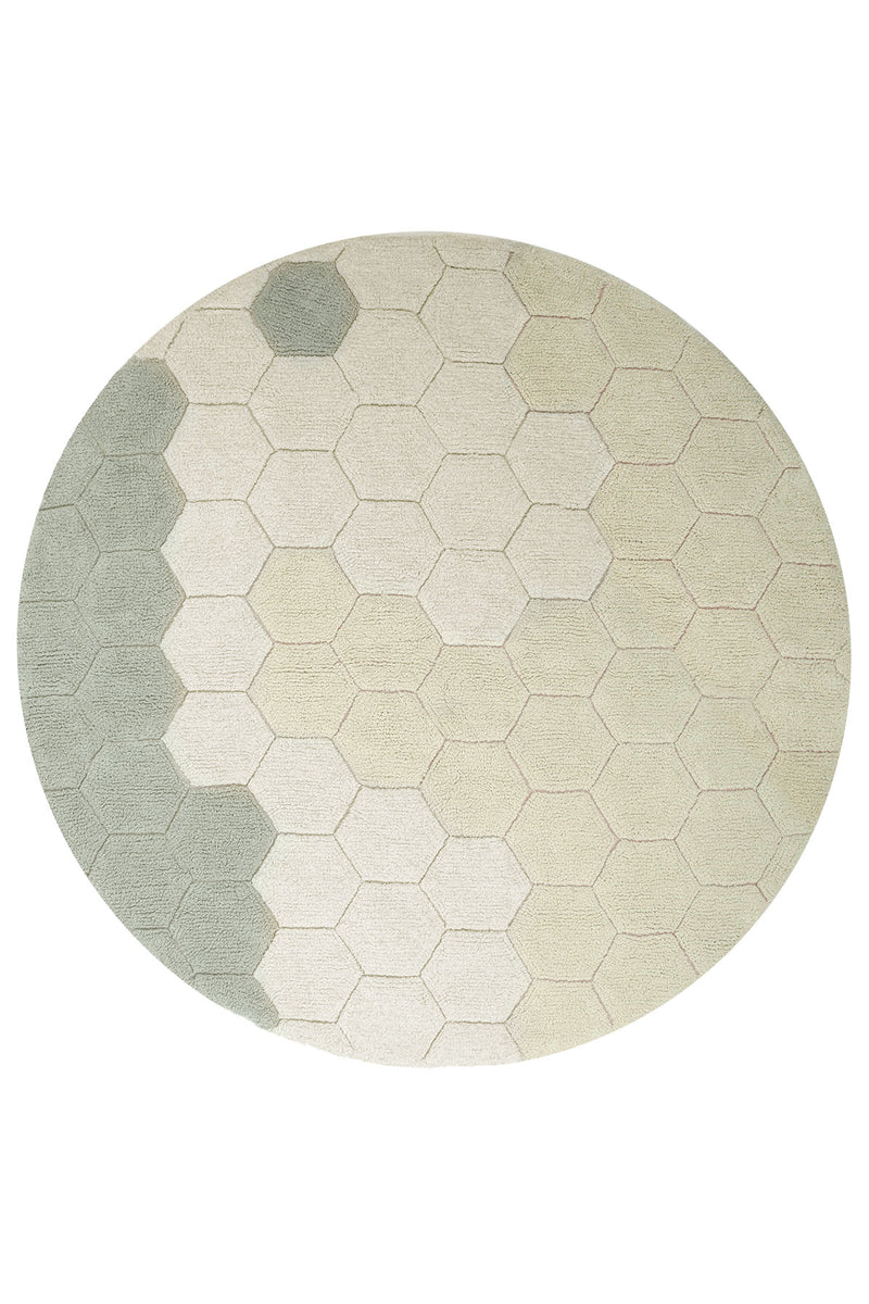 Tapete Redondo lavável Honeycomb Blue Sage Ø 140 cm