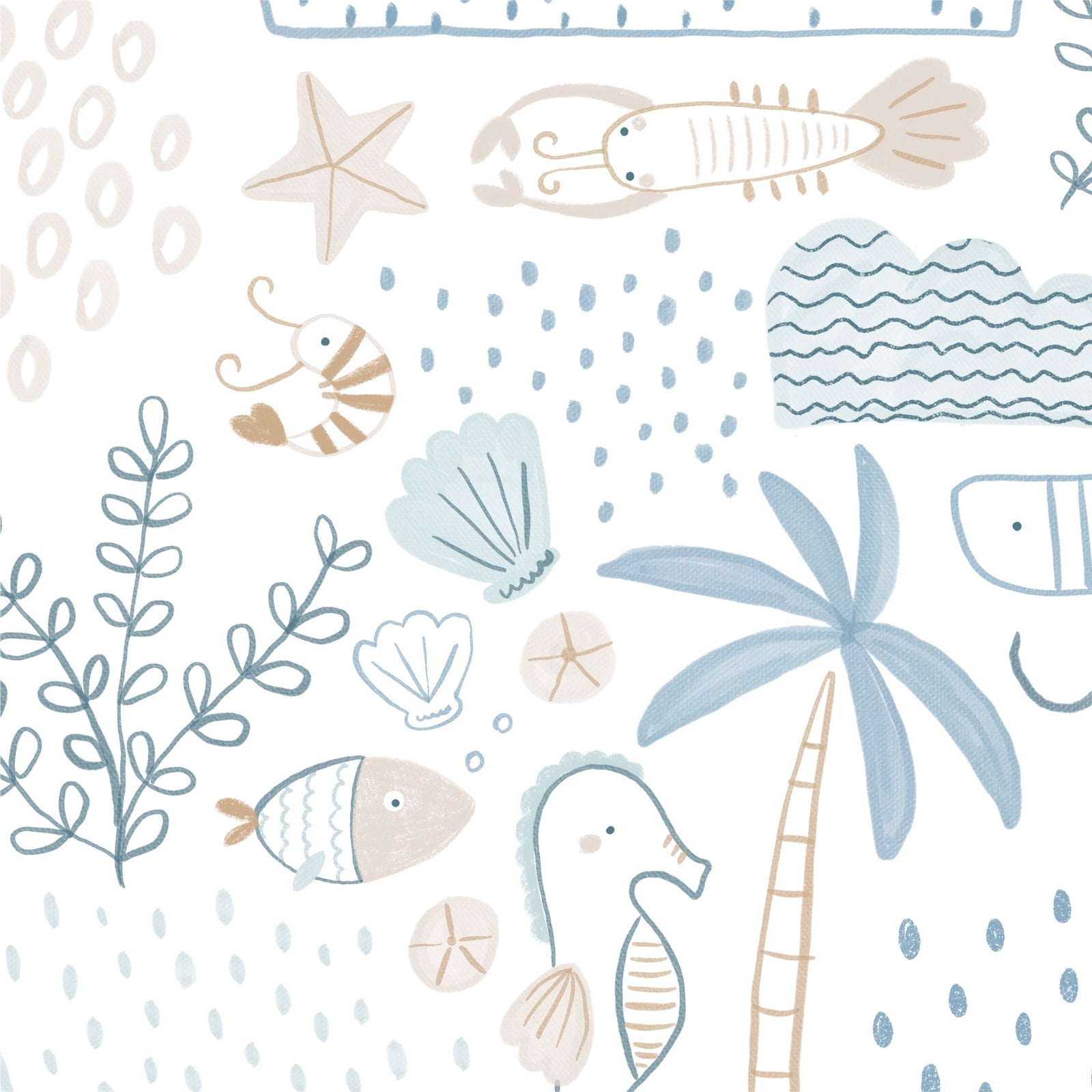 Papel de Parede Banco de Areia Azul e Areia 2,80 x 0,45 m