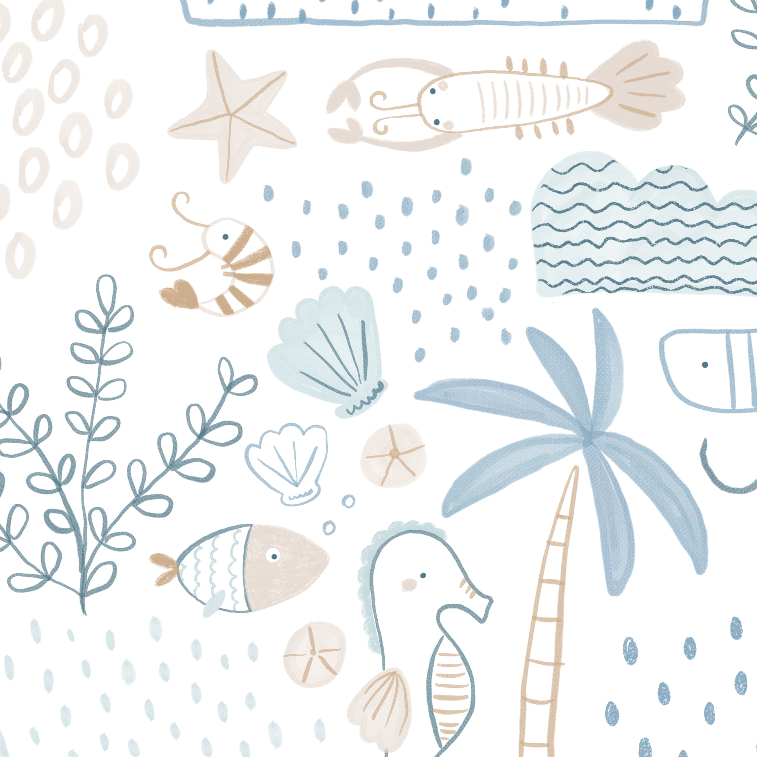 Papel de Parede Banco de Areia Azul e Areia  2,80 x 0,45 m