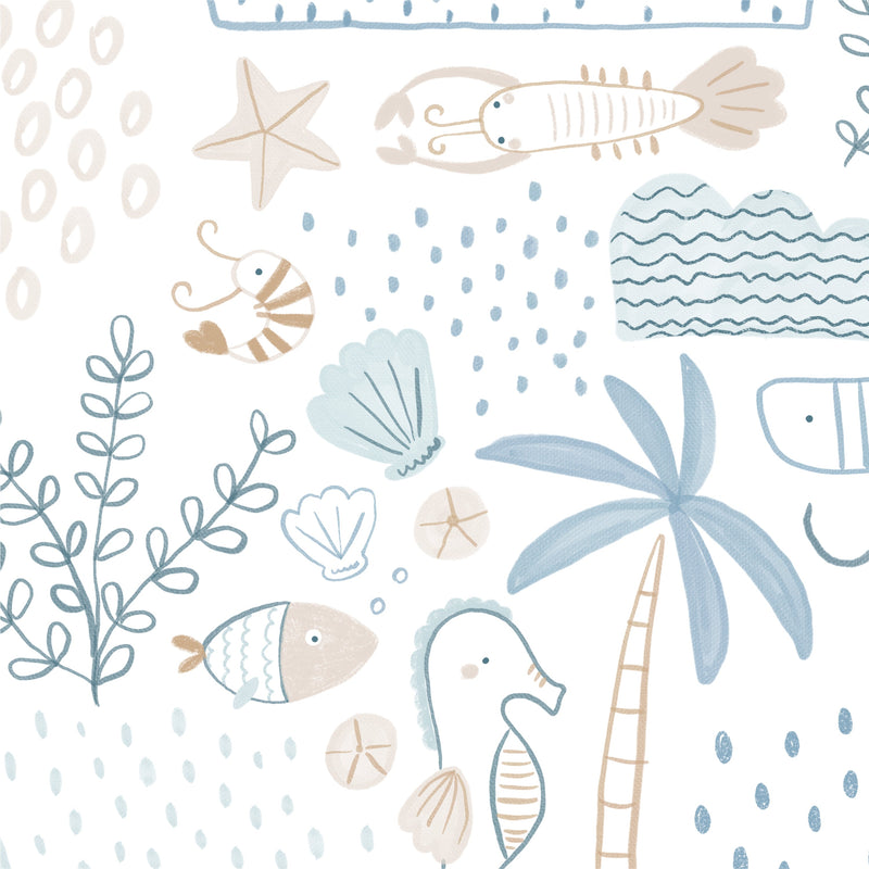Papel de Parede Banco de Areia Azul e Areia 2,80 x 0,45 m