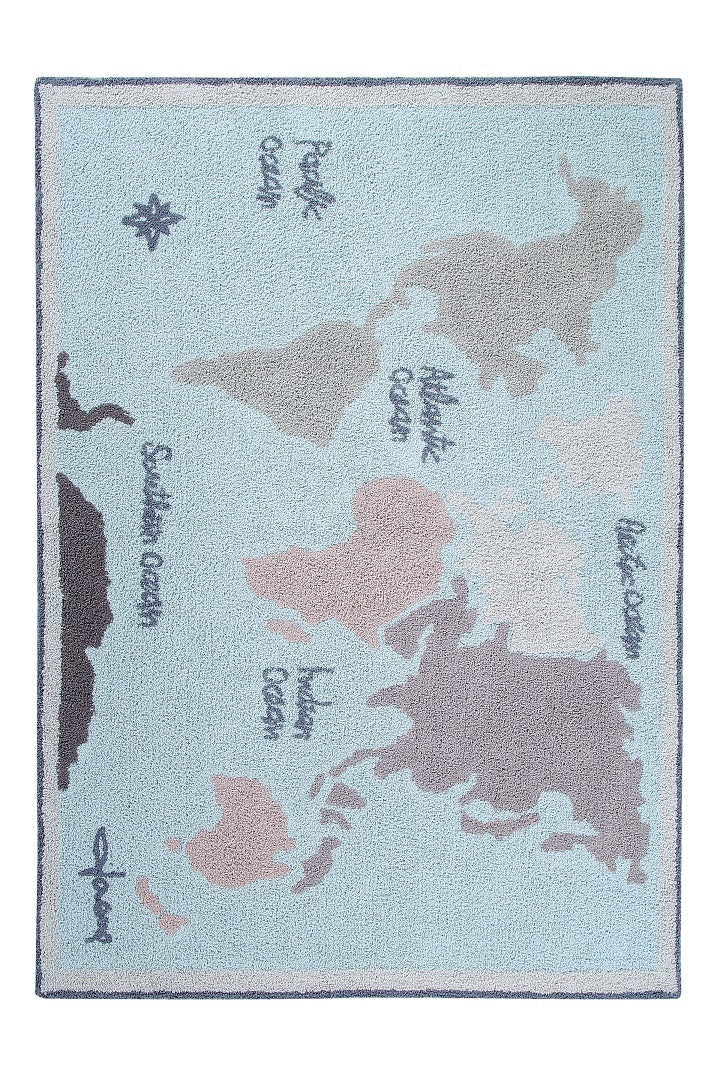 Tapete Lavável Mapa mundi Vintage 140 x 200 cm