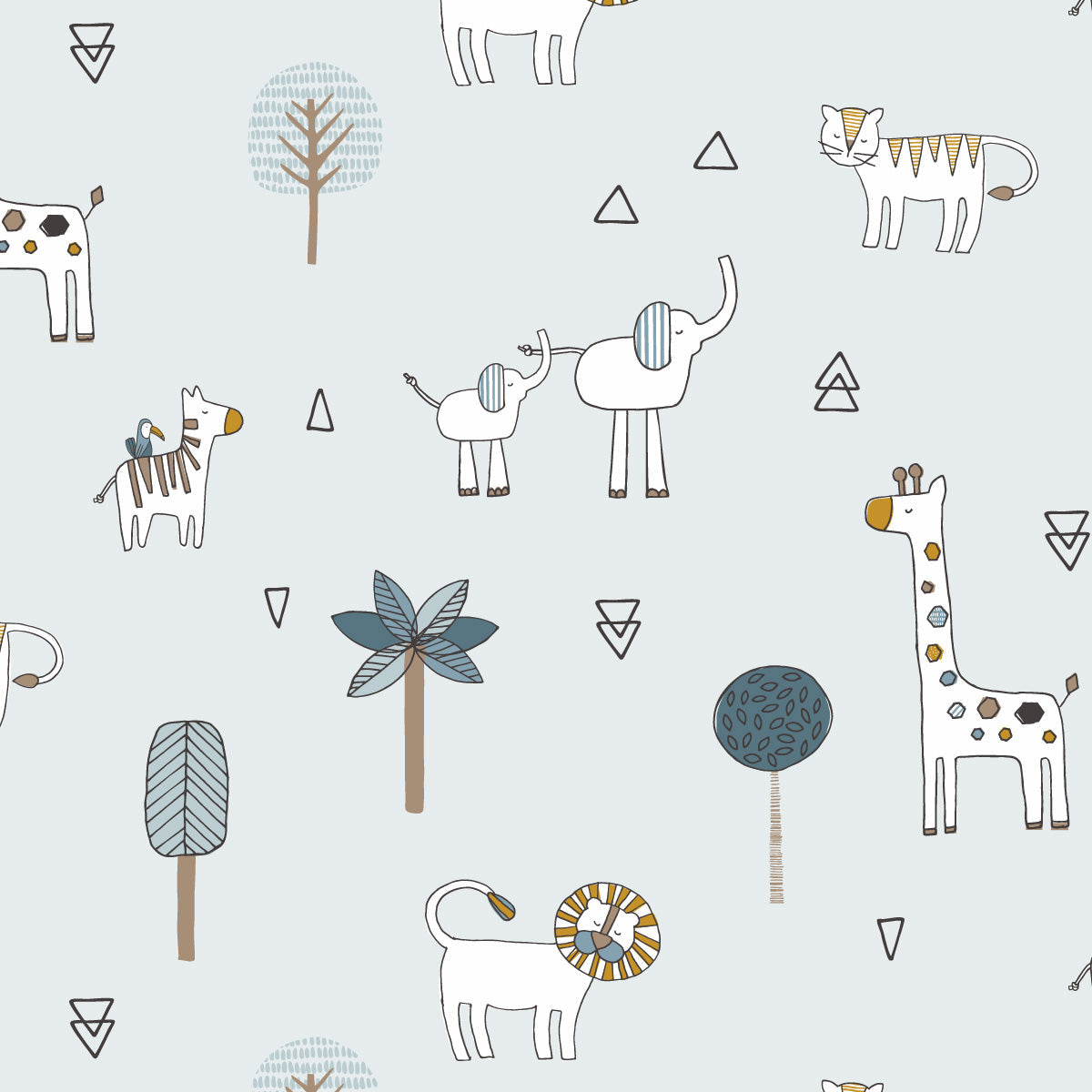 Papel de Parede Safari do Léo color Azul 2,80 x 0,45 m