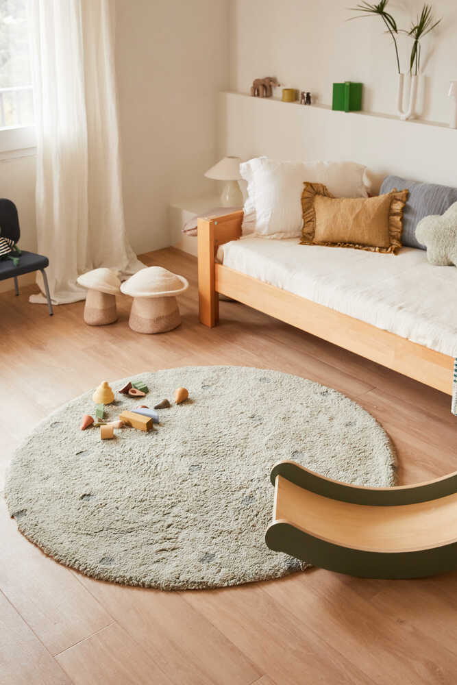 Tapete lavável Round Dot Salvia azul Ø 140 cm