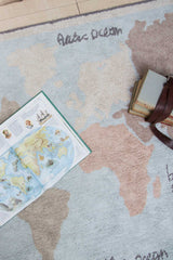 Tapete Lavável Mapa mundi Vintage 140 x 200 cm